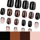24pcs/Set Amber Tortoiseshell Crocodile Press On Nails
