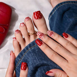 48pcs/Set Bow & Polka Dot Press-On Nails & Toenails Set