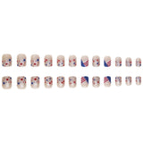 24pcs/Set V-Shaped French Tip Red, White & Blue Star Press-On Nails