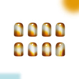 24pcs/Set Amber & Light Blue Ombre Cat-Eye Press On Nails