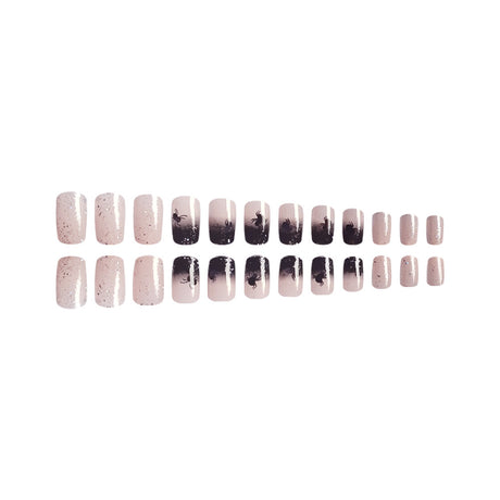24pcs/Set Black Ombre Glitter Spider Press On Nails