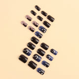 24pcs/Set Moon & Star Black Cat Press-On Nails