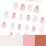 24pcs/Set Pink Polka Dot French Tip Press-On Nails