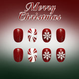 24pcs/Set Spiral Glitter Snowflake Press On Nails