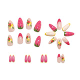 24pcs/Set 3D Strawberry & Lemon French Press-On Nails