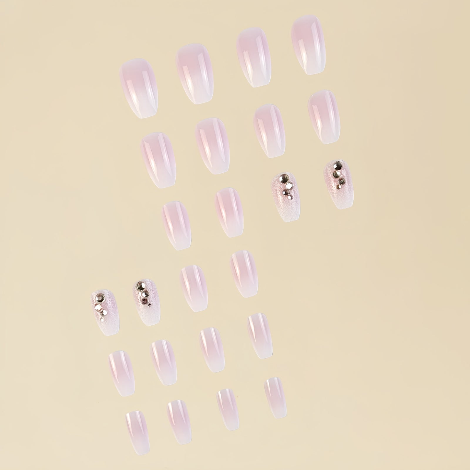 24pcs/Set Glitter Gradient Rhinestone Press-On Nails