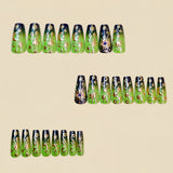 24pcs/Set Green Gradient Stars & Moon Press-On Nails