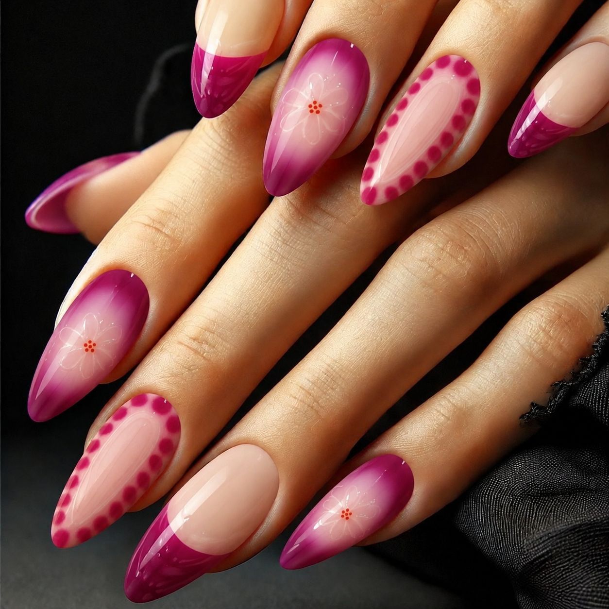 24pcs/Set Purple Gradient French Press-On Nails