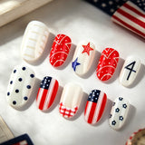 24pcs/Set Star Polka Dot Floral French Tip Press-On Nails