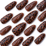 30pcs/Set Brown Leopard Print Cat Eye Press-On Nails