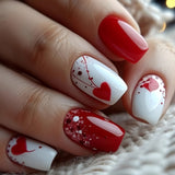 24pcs/Set Red Heart Press-On Nails
