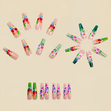 24pcs/Set Green Botanical Floral Press-On Nails