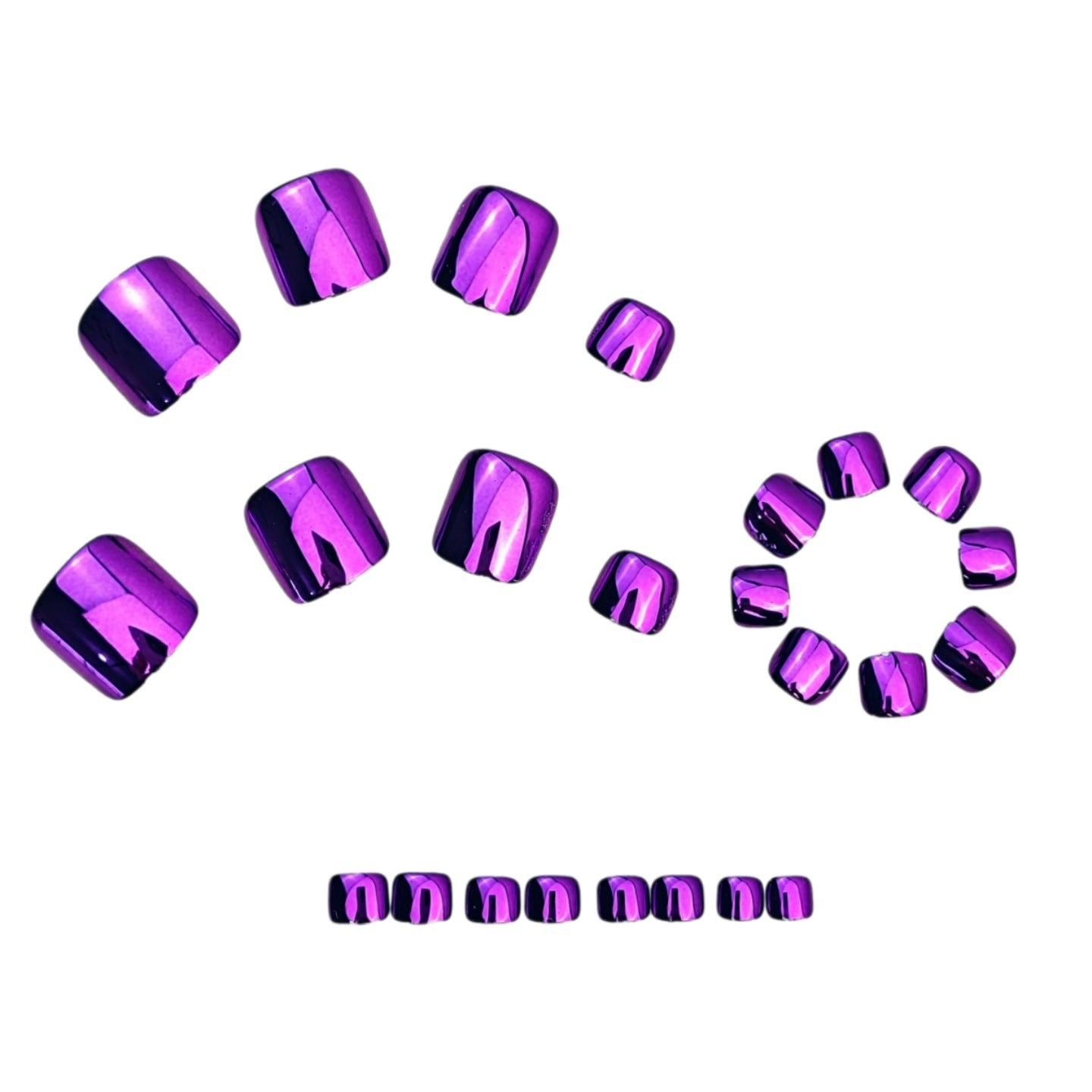 24pcs/Set Purple Chrome Press-On Nails