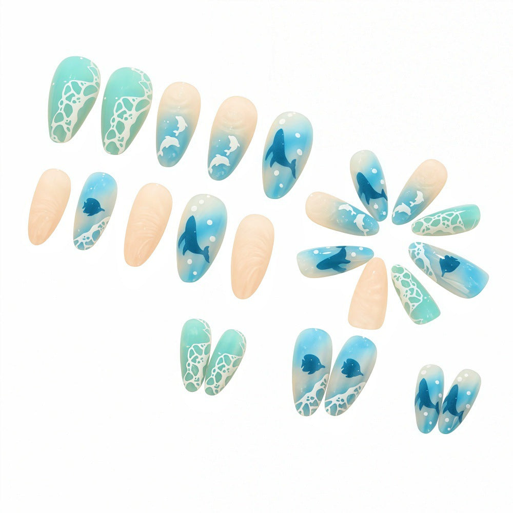 24pcs/Set Ocean Gradient Press-On Nails