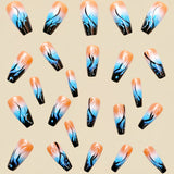 24pcs/Set Blue Ombre Flame Press-On Nails
