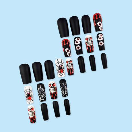 24pcs/Set 3D Bloody Skull Press-On Nails