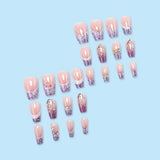 24pcs/Set Purple Starry Sky French Press On Nails