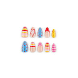 24pcs/Set Striped Polka Dot Star French Press On Nails