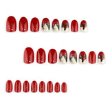 24pcs/Set Red Holly & Reindeer Press On Nails