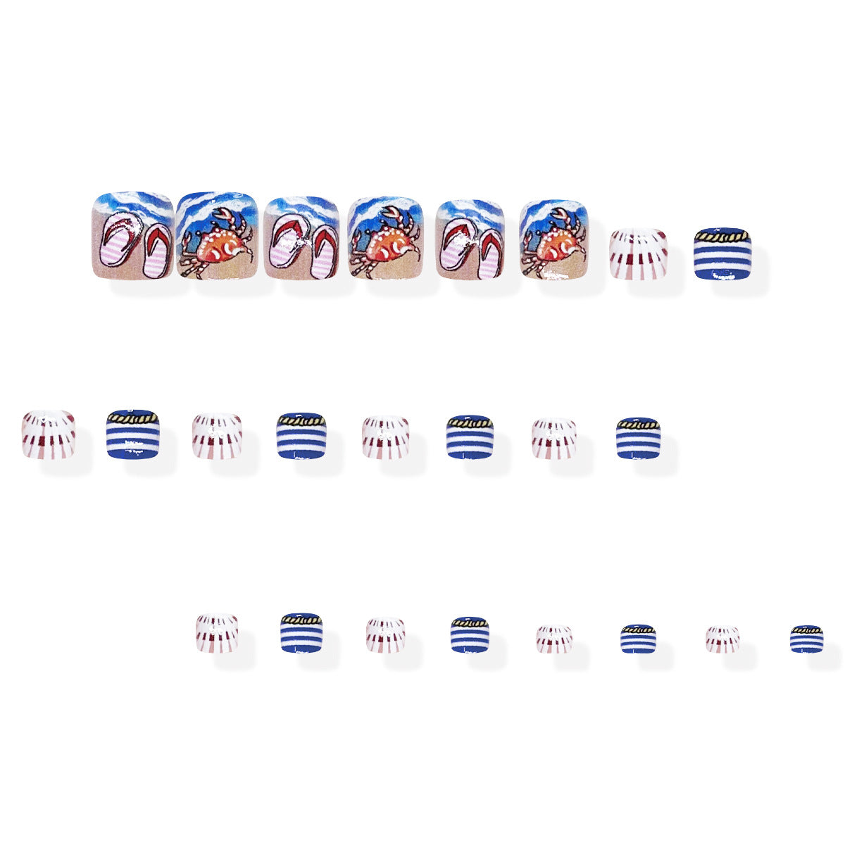 24pcs/Set Ocean Crab Press-On Nails