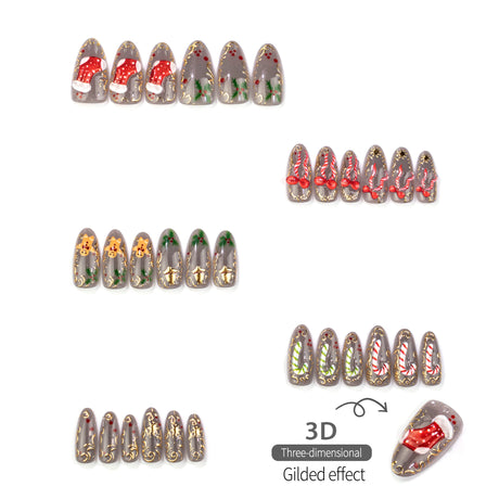30pcs/Set 3D Bow Press On Nails