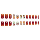 24pcs/Set Pumpkin & Maple Leaf Doodle Press On Nails