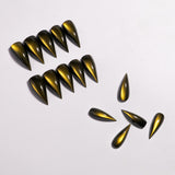 30pcs/Set Amber Cat Eye Cat Paw Press-On Nails