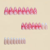 24pcs/Set Pink Gradient Floral French Press-On Nails