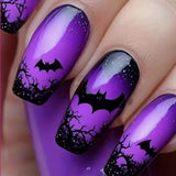 24pcs/Set Purple Bats at Midnight Press-On Nails