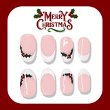 24pcs/Set Minimal White French Holly Berry Press On Nails