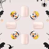 24pcs/Set Matte Pumpkin Ghost Face Press-On Nails