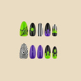 30pcs/Set Neon Green Halloween Spider Press On Nails