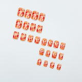 24pcs/Set Red Ombre Maple Leaves Press On Nails