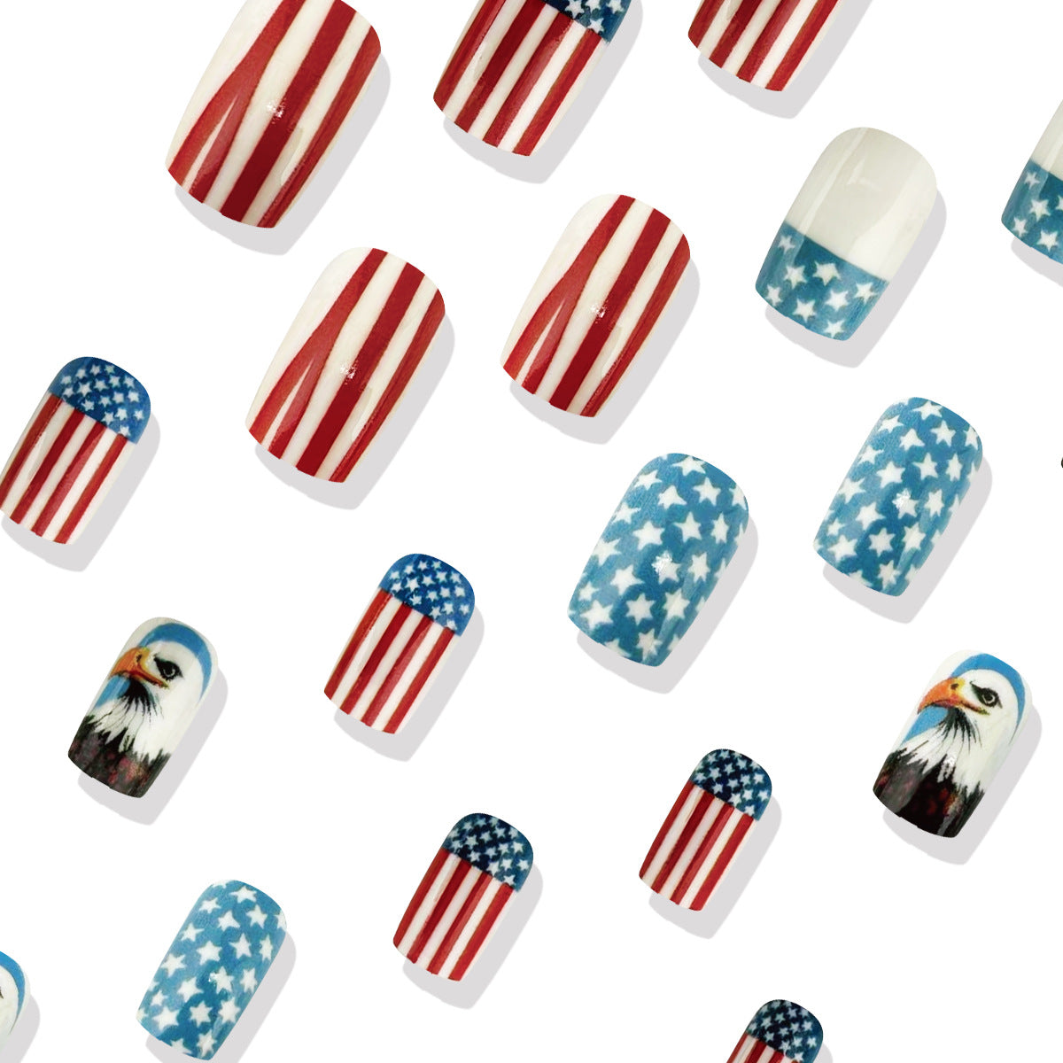 24pcs/Set American Flag Bald Eagle Press-On Nails