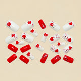 24pcs/Set Red Heart Press-On Nails