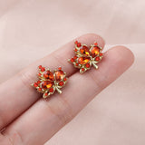 Red Maple Leaf Stud Earrings