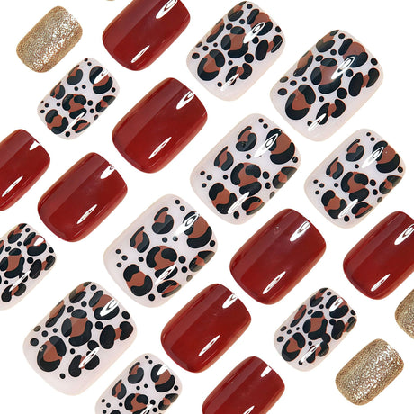 24pcs/Set Brown Leopard Print Press-On Nails
