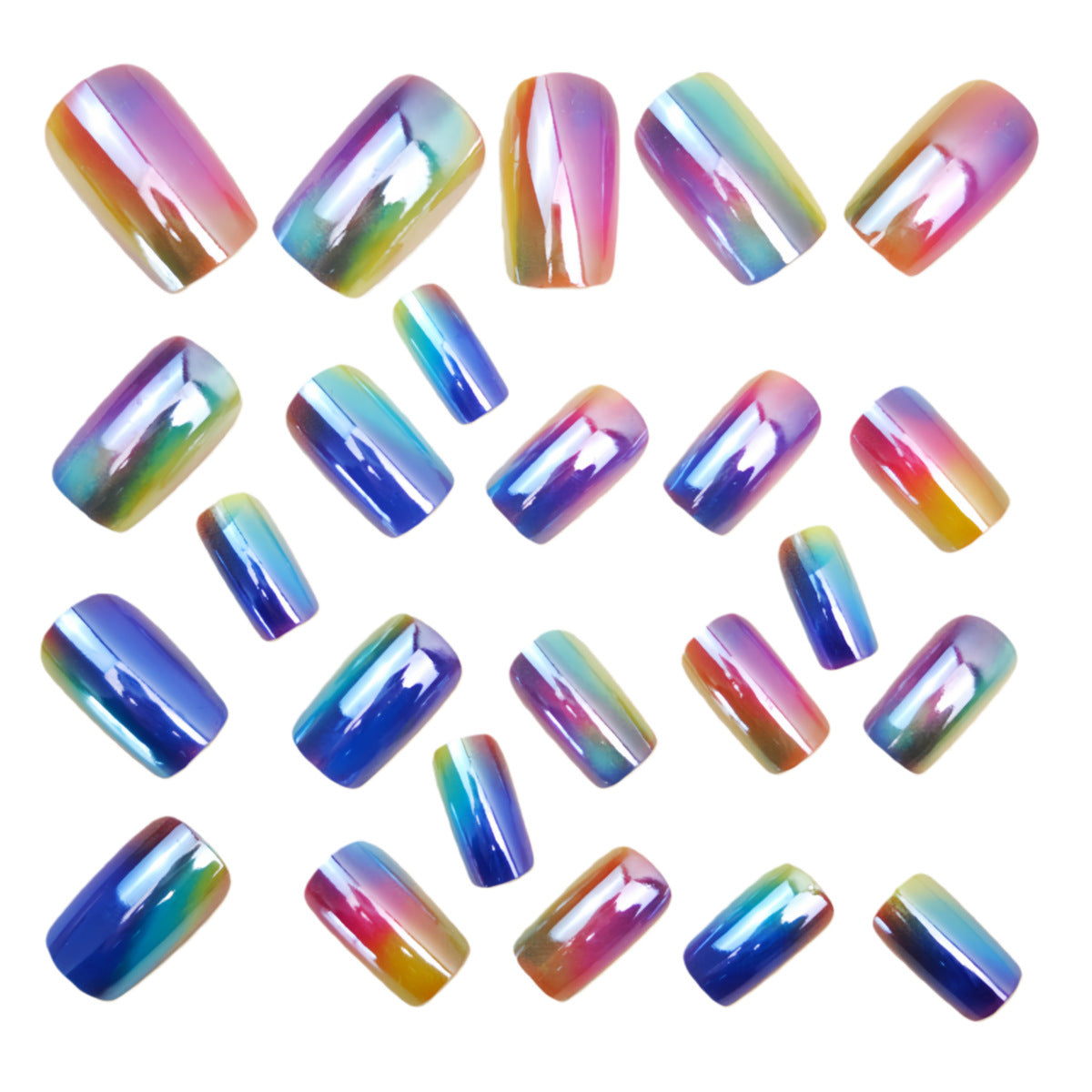 24pcs/Set Iridescent Chrome Press-On Nails