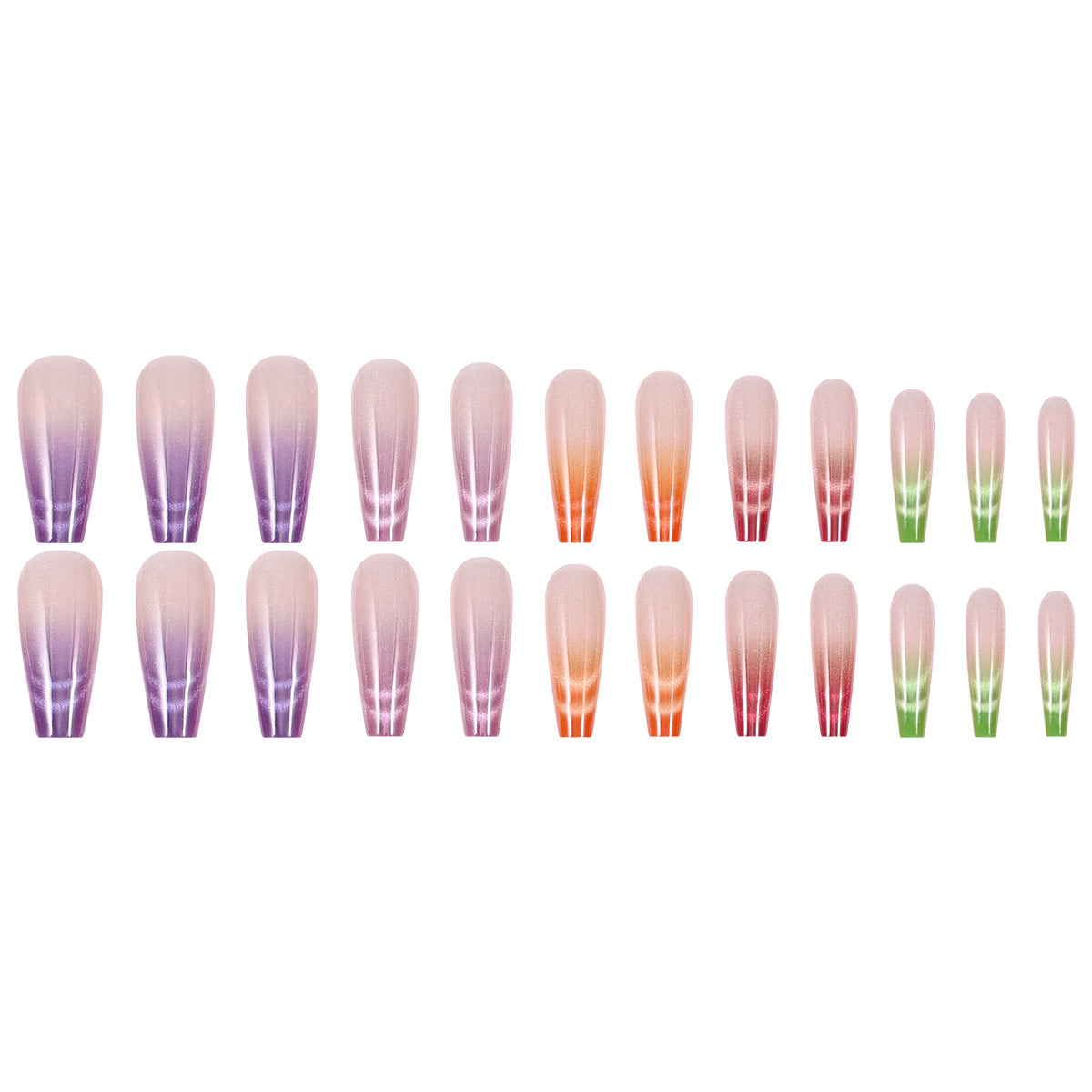 24pcs/Set Colorful Ombre French Press On Toe Nails