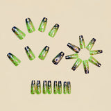 24pcs/Set Green Gradient Stars & Moon Press-On Nails