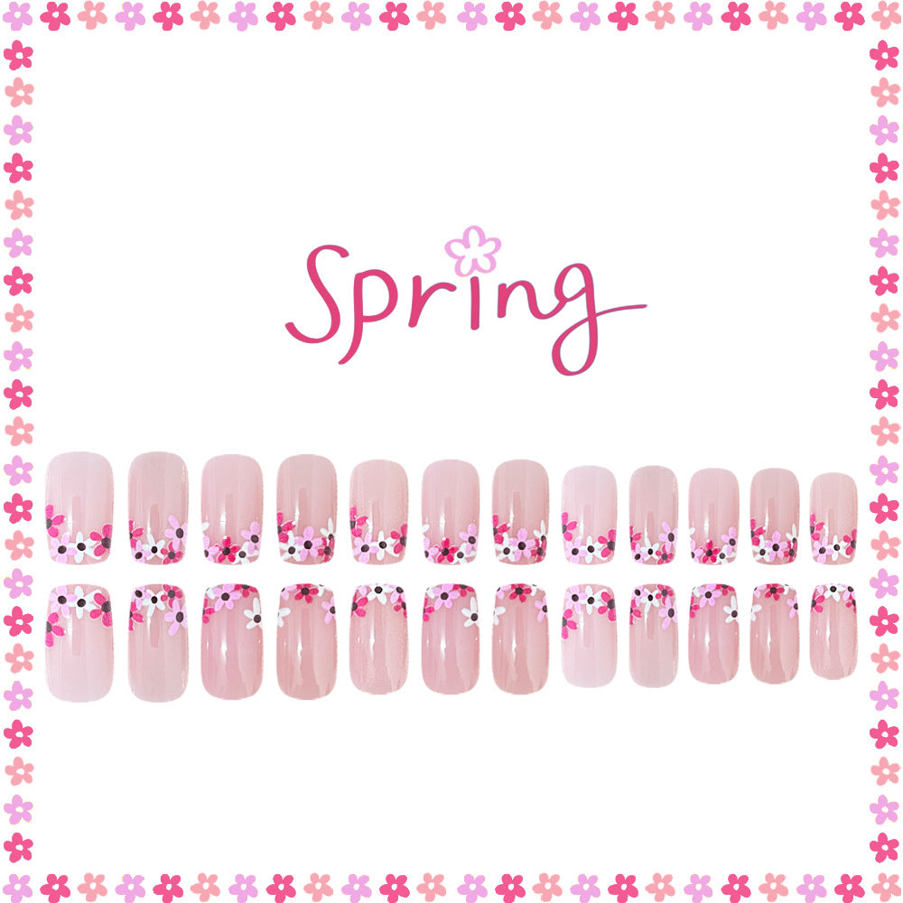 24pcs/Set Daisy French Press On Nails