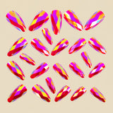 24pcs/Set Pink Diamond-Shaped Chrome Press-On Nails