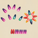 24pcs/Set Colorful Gradient Snowflakes Press On Nails