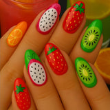 24pcs/Set Strawberry & Kiwi Press-On Nails