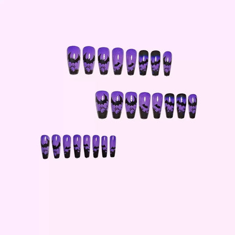 24pcs/Set Purple Bats at Midnight Press-On Nails
