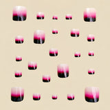 24pcs/Set Black & Pink Ombre French Tip Press-On Nails