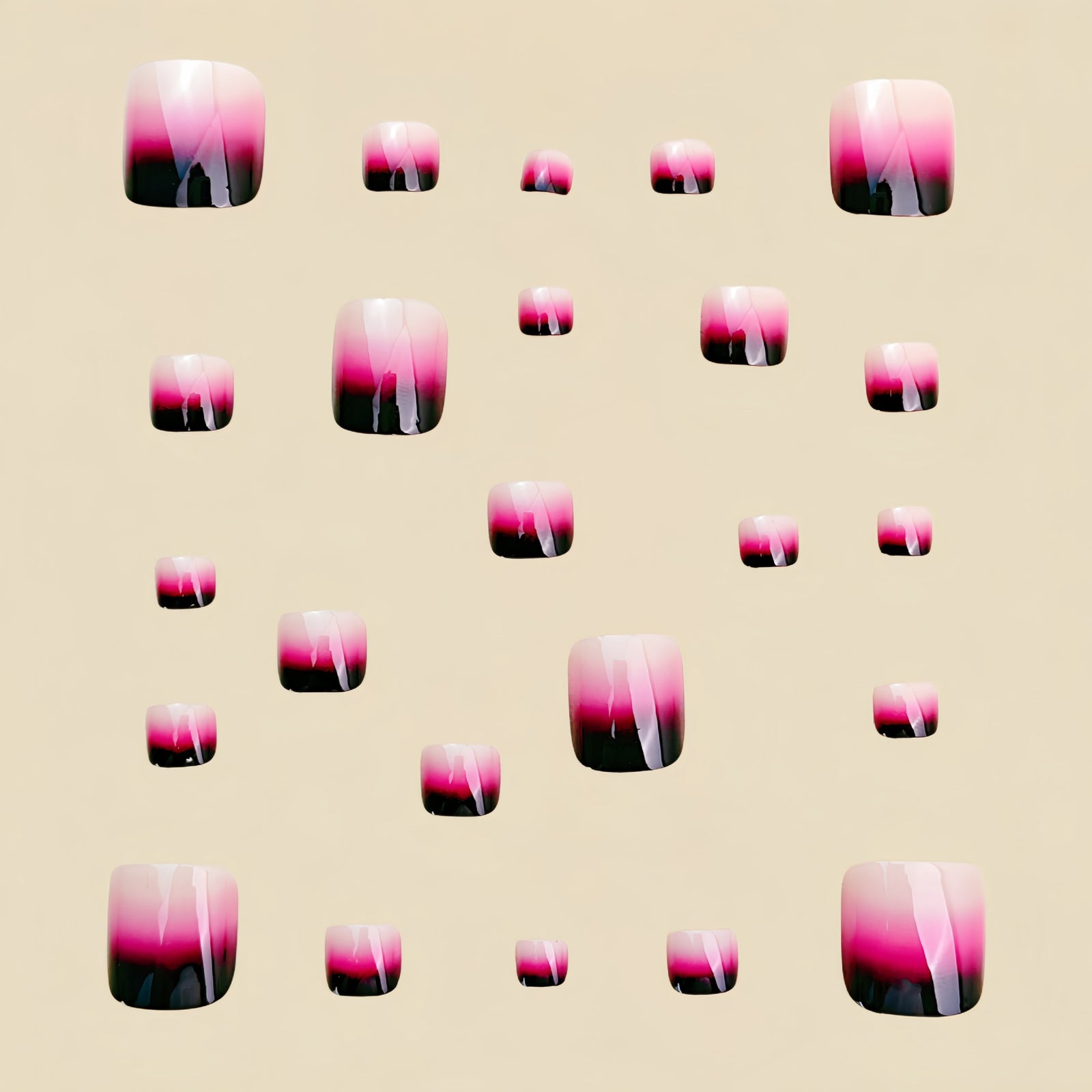 24pcs/Set Black & Pink Ombre French Tip Press-On Nails