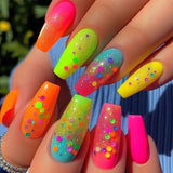 24pcs/Set Gradient Colorful Polka Dots Press-On Nails