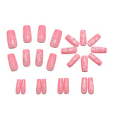24pcs/Set Blurred Brown Floral French Tip Press-On Nails