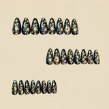 24pcs/Set Black & Gold Cat Eye Marble Nails